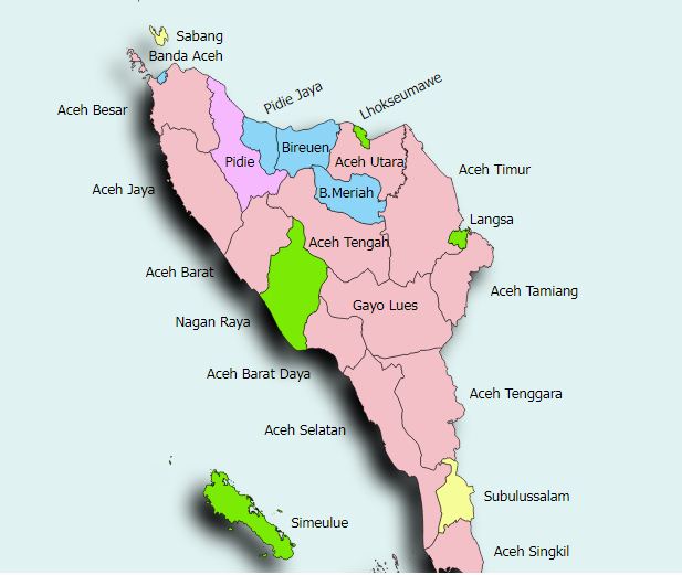 nama kota dan kabupaten aceh
